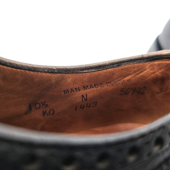 Nettleton USA Mens Size 10.5N Black Handmade Leather Dress Shoes Wingtip Oxfords - Picture 8 of 12
